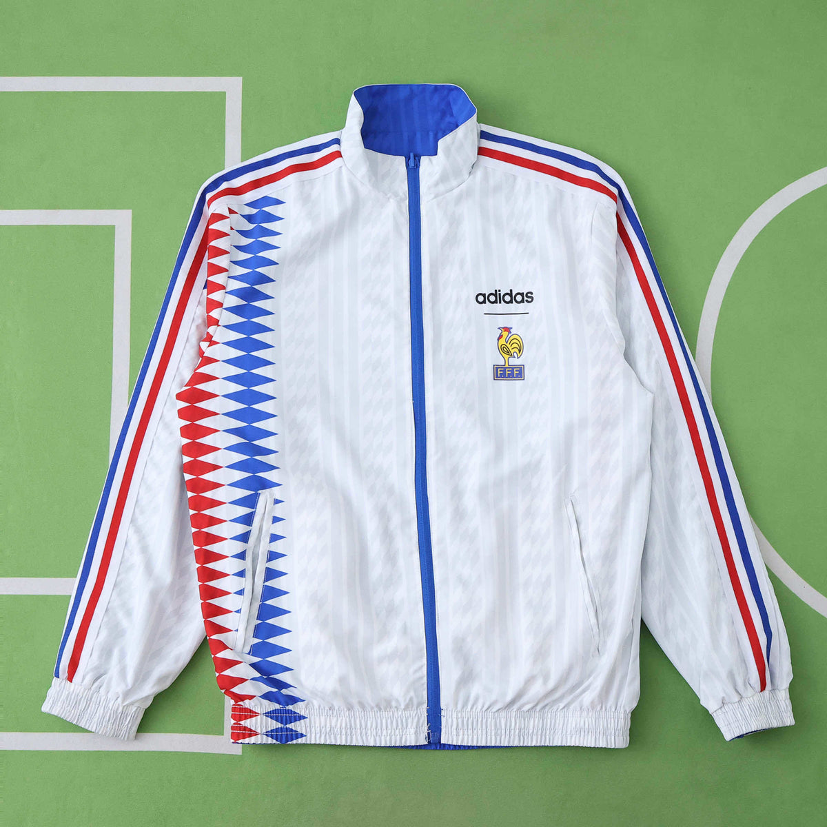 France Blue 1994 Retro Both Sides Windbreaker – Detailed View