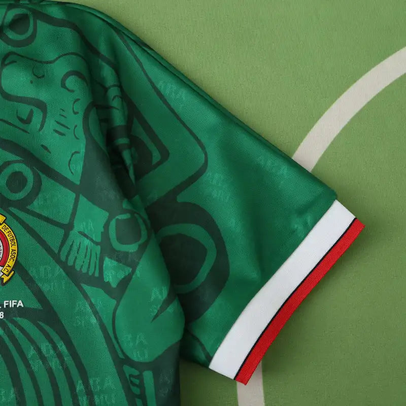 Mexico 1998 Season Home Green Retro Jersey – Front View