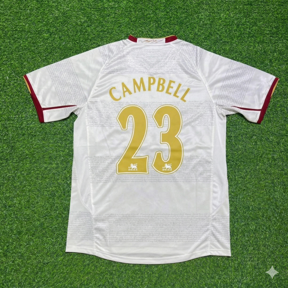 2004 Sol Campbell #23 Arsenal 2005 Away Retro White Football Jersey – Back View