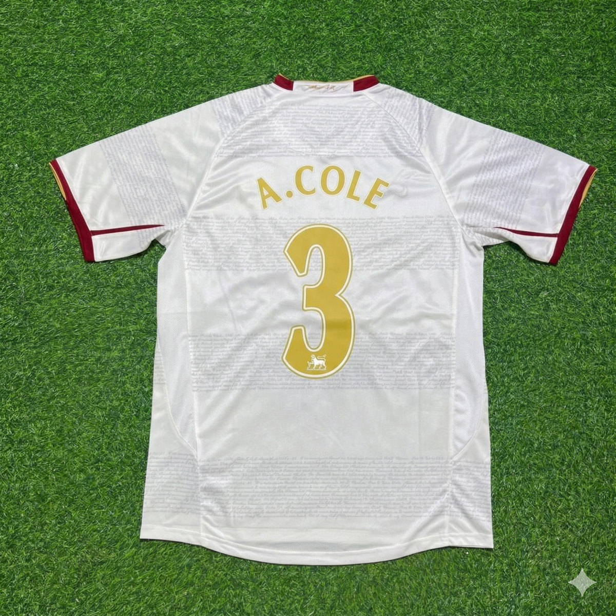 2004 Ashley Cole #3 Arsenal 2005 Away Retro White Football Jersey – Back View