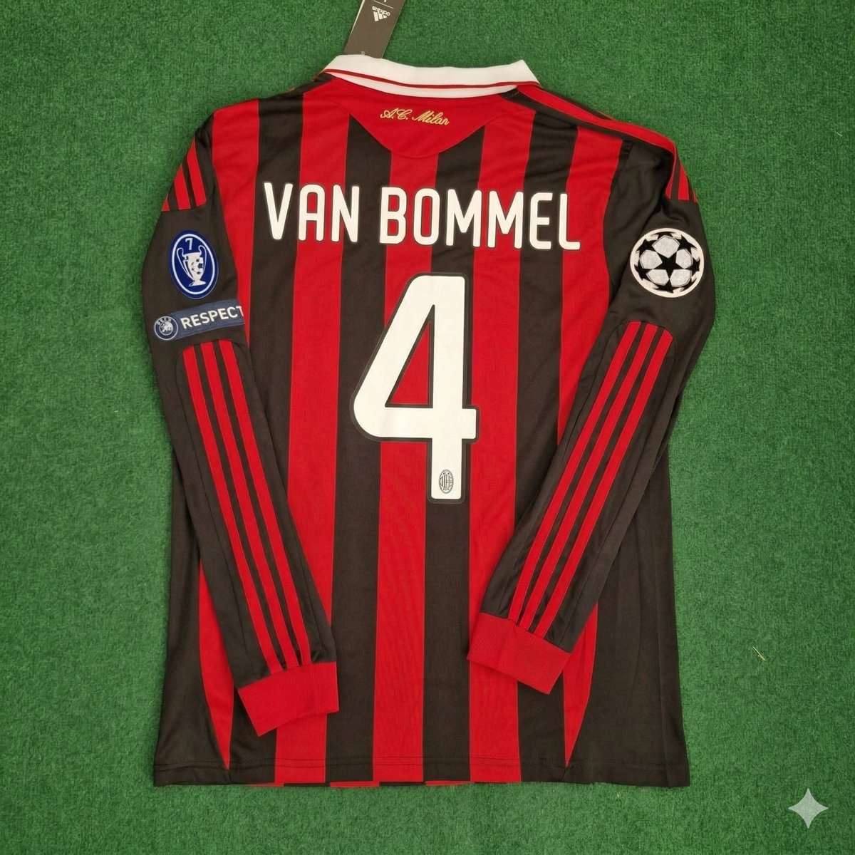 Milan 2009 2011 Retro Long Sleeve Jersey – Mark van Bommel – Back View