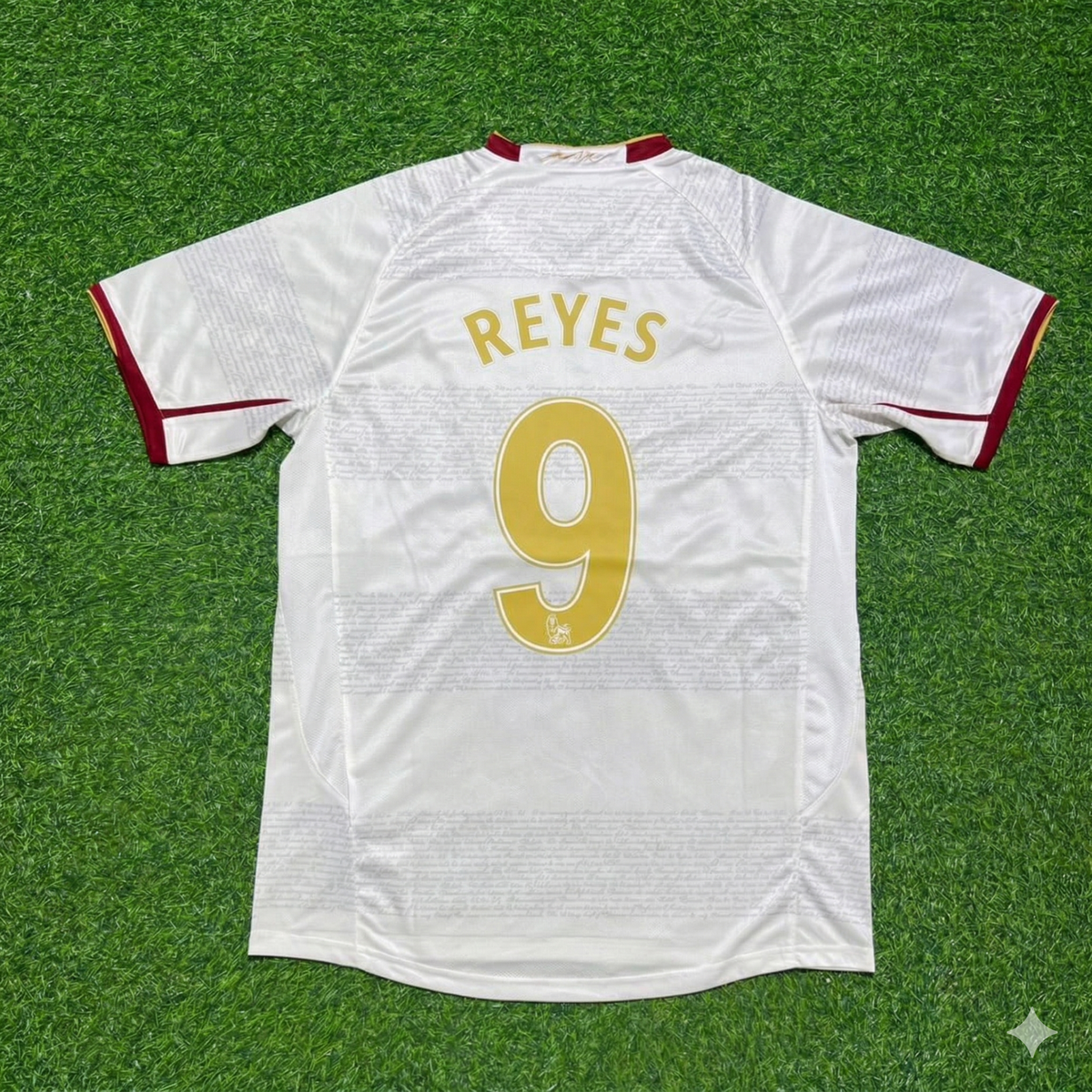 2004 Jose Antonio Reyes #9 Arsenal 2005 Away Retro White Football Jersey – Back View