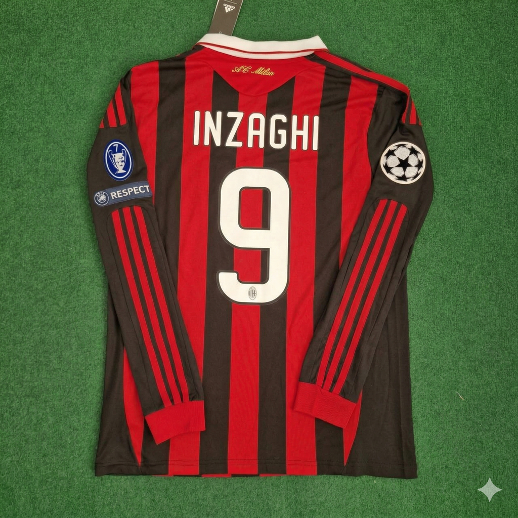 2009 Filippo Inzaghi Milan 2011 Retro Long Sleeve Football Jersey – Back View
