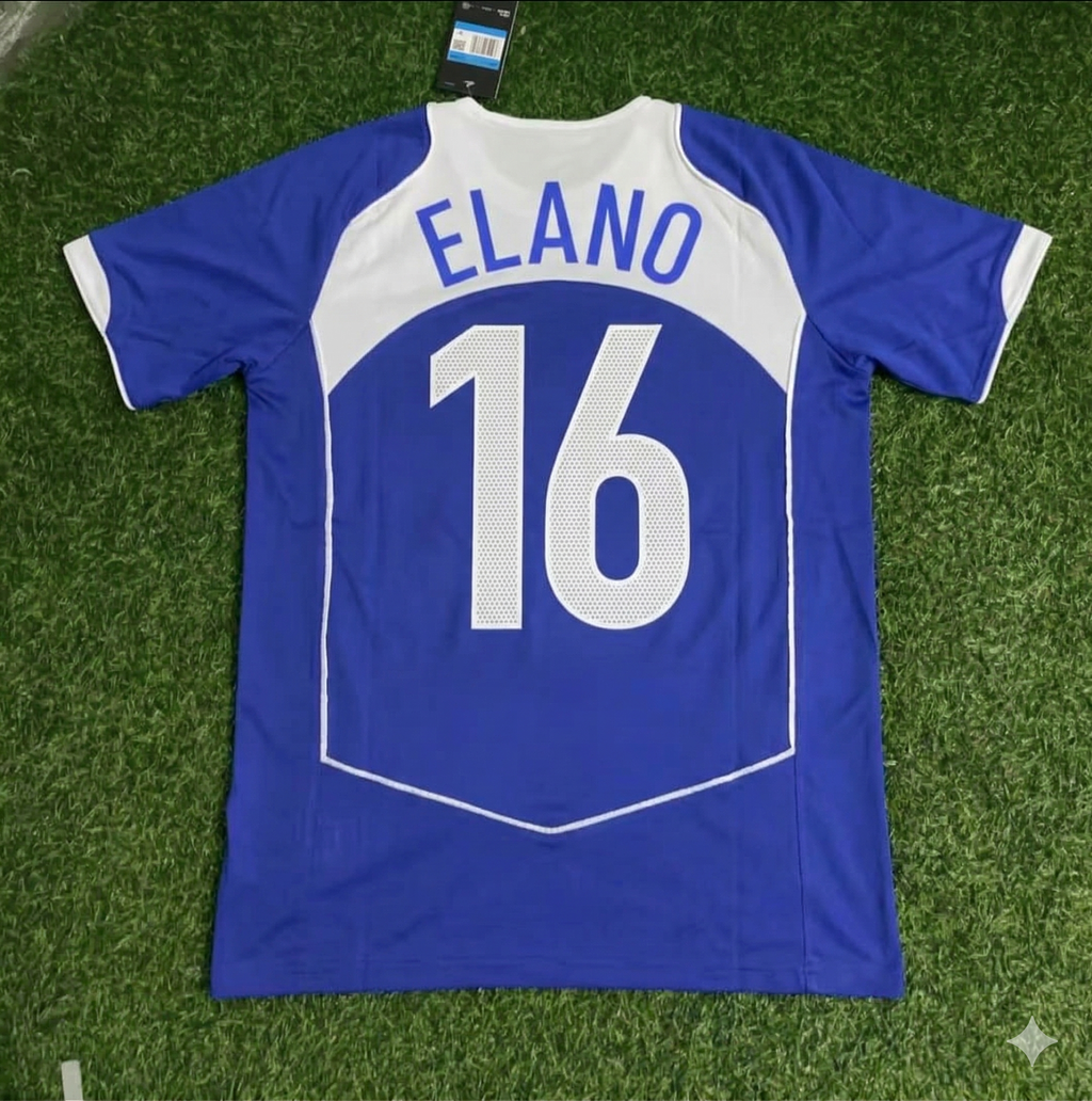 Brazil 2004 Blue Retro Football Jersey – Elano Blumer – Back View