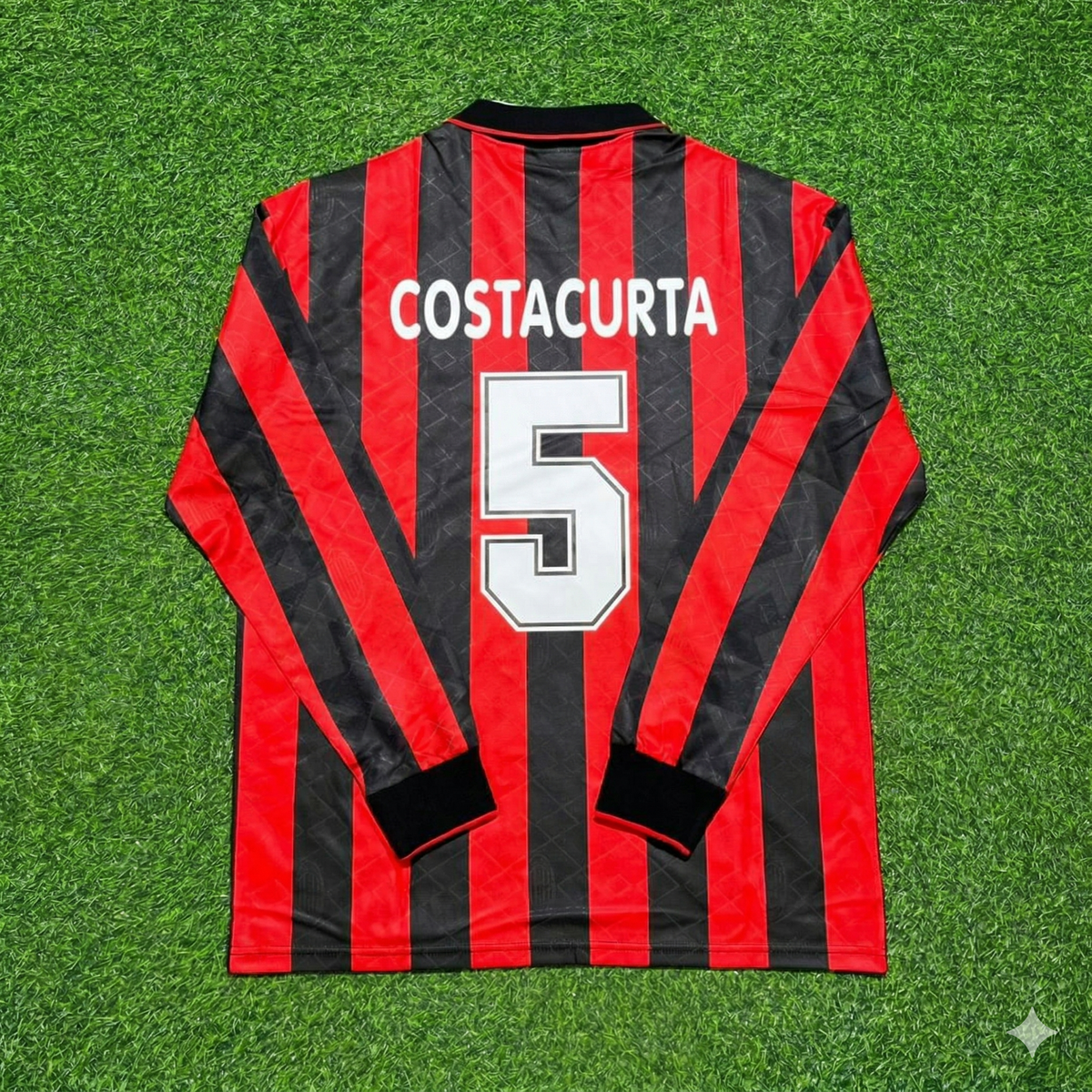 1993 Alessandro Costacurta #5 AC Milan 1994 Home Long Sleeve Retro Football Jersey – Back View