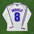 1998 France World Cup Marcel Desailly #8 White Away Long Sleeve Retro Football Jersey – Back View