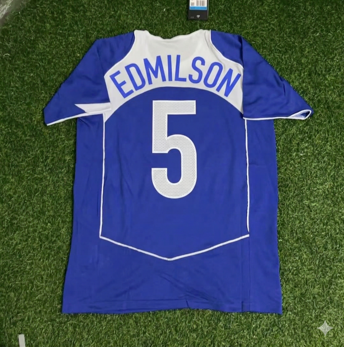 2004 Edmilson Brazil Blue Retro Football Jersey Collection – Back View