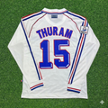 1998 France World Cup Lilian Thuram #15 White Away Long Sleeve Retro Football Jersey – Back View