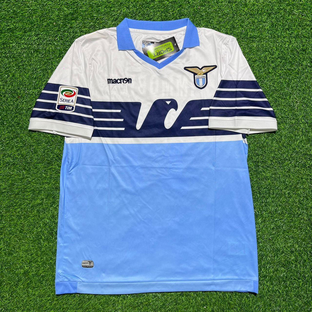 Giuseppe Favalli #5 Lazio White Blue Retro Home Football Jersey – Front View