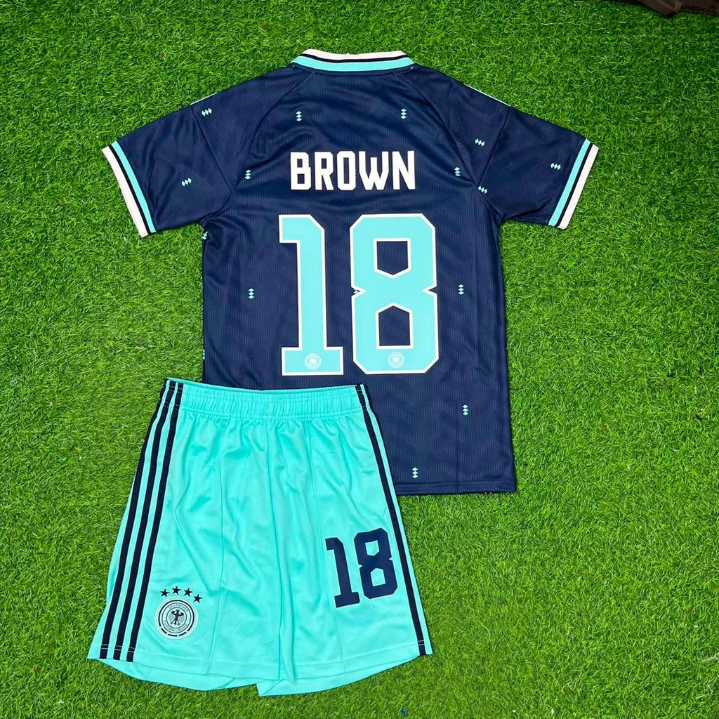 2026 Nathaniel Brown #18 Deutschland World Cup Heim Kinder Fußballtrikot – Back View