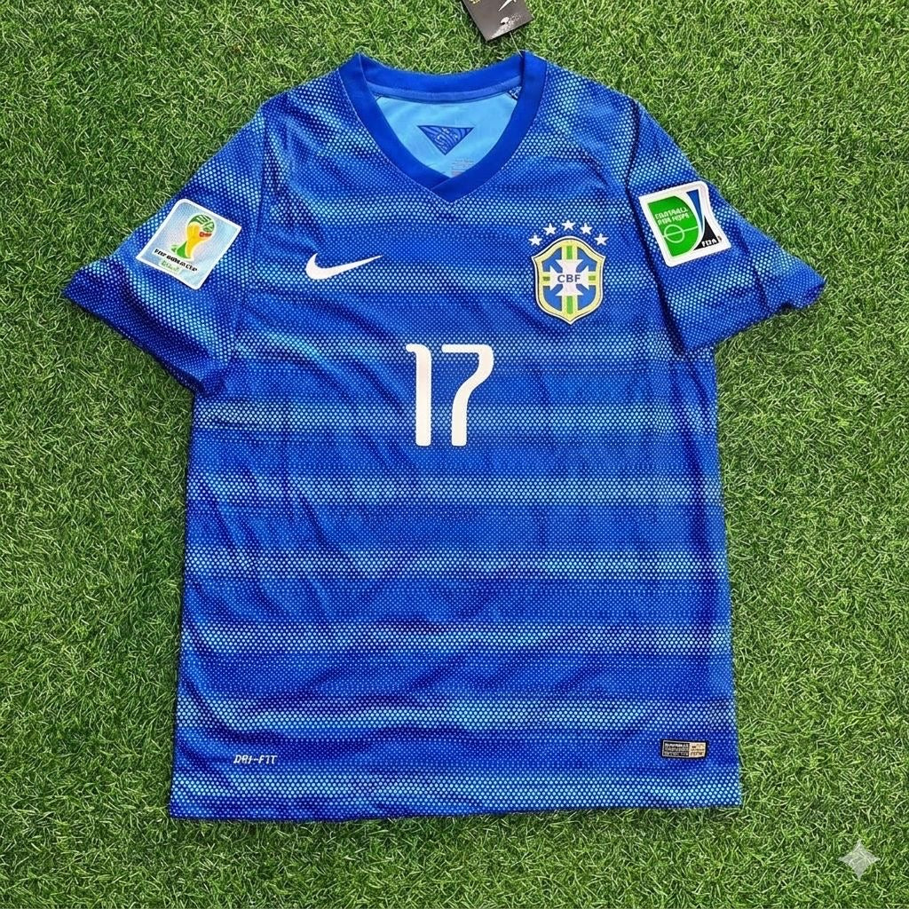 Luiz Gustavo 17- 2014 World Cup Retro Blue Jersey – Front View