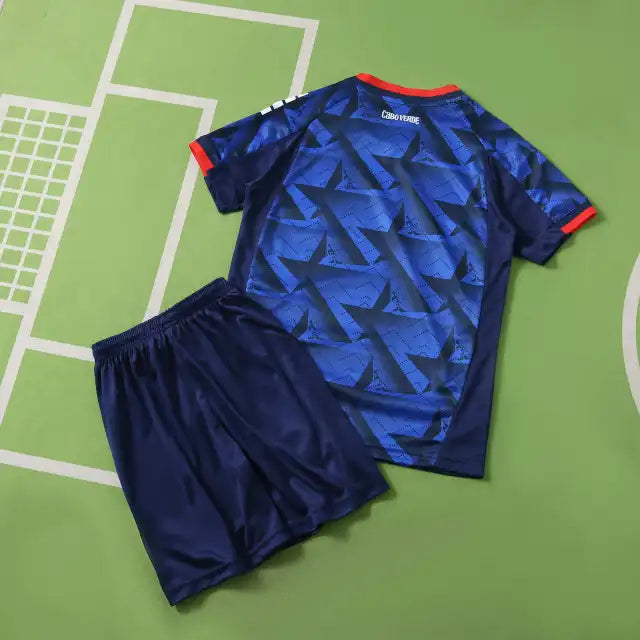 Cape Verde 2026 World Cup Kids Football Blue Jersey Kit – Front View