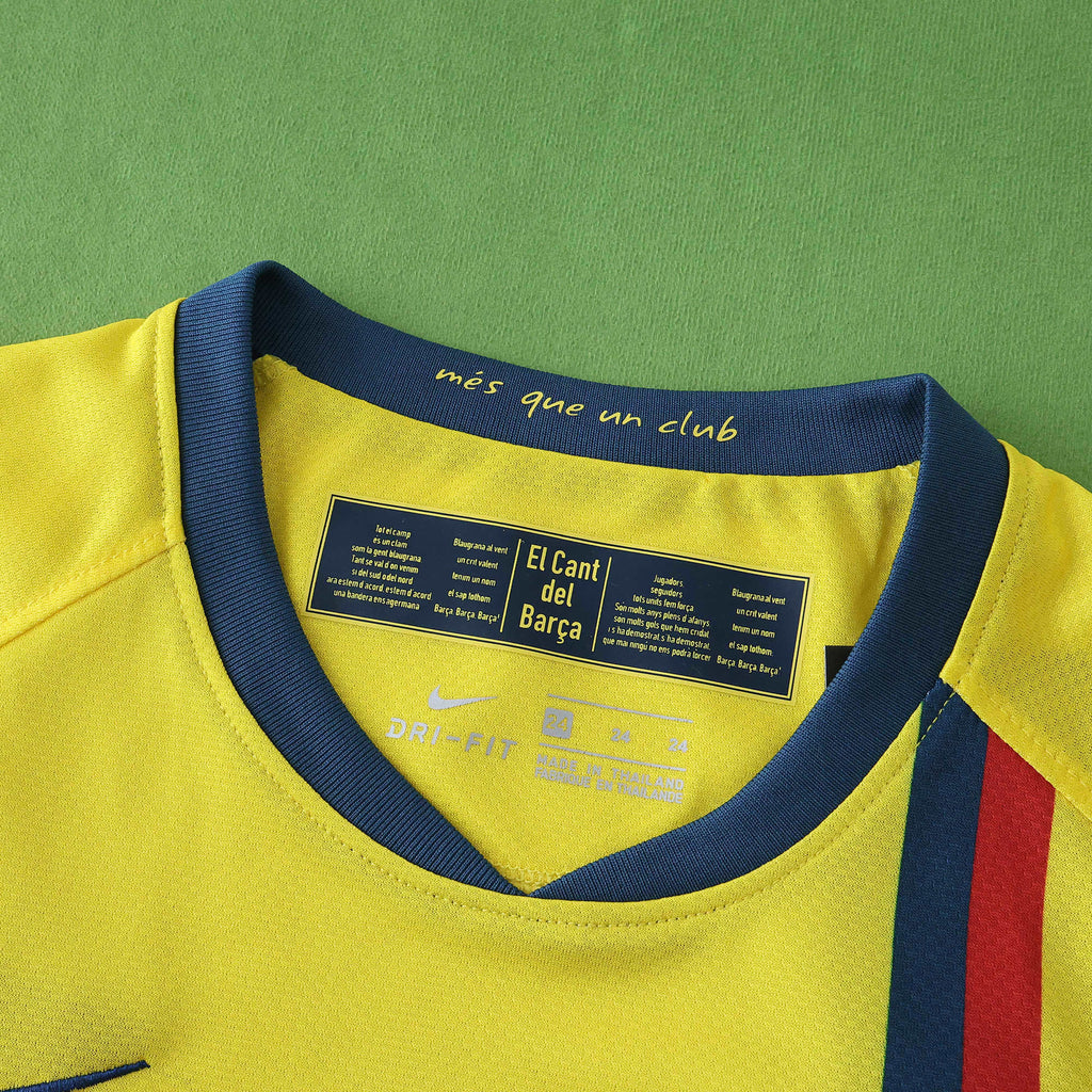 FC Barcelona 2008-2009 Season Away Kids Yellow Retro Football Jersey Trikot Maillot V5