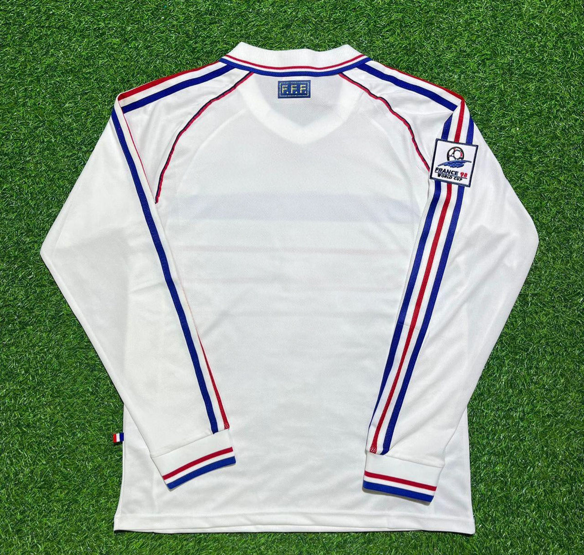 1998 France World Cup White Away Long Sleeve Retro Football Jersey – Front View