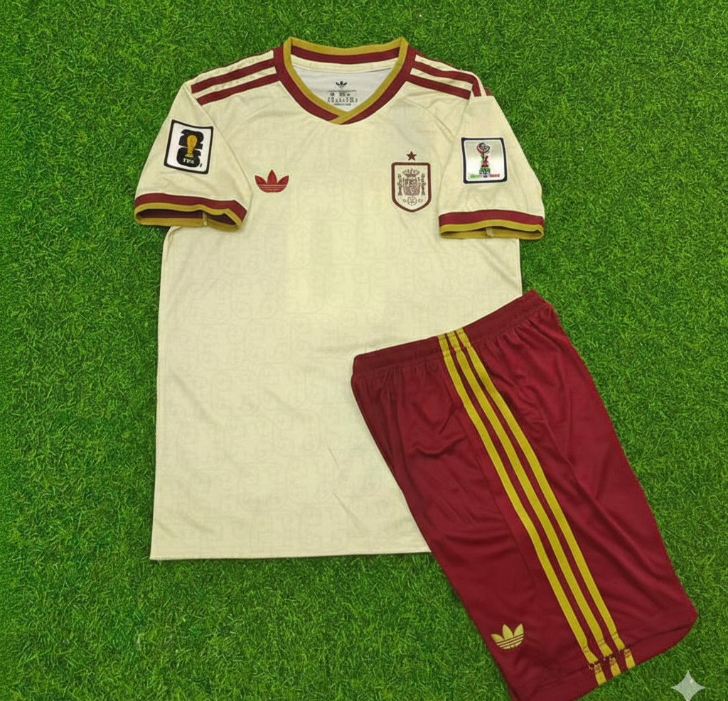 Spain 2026 World Cup Away Kids Football Jersey – Pau Cubarsi 22- – Front View