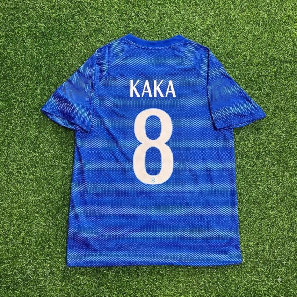 Kaka Leite #8 Brazil Retro Blue Jersey – Back View