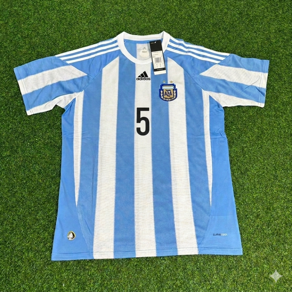 2010 Argentina World Cup Esteban Cambiasso 5- Retro Football Jersey – Front View