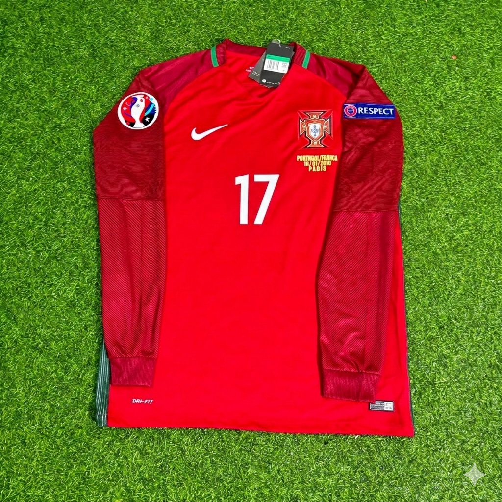Portugal EURO 2016 Final Long Sleeve Retro Football Jersey – Luis Nani 17- – Front View
