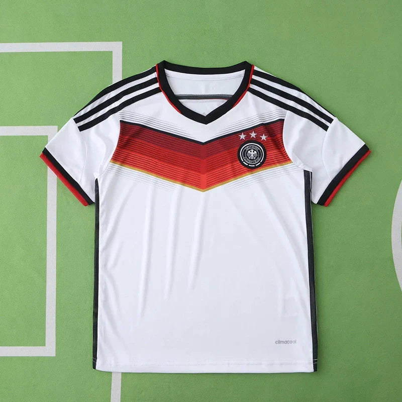 2014 Germany World Cup Deutschland White Retro Kids Football Jersey – Front View