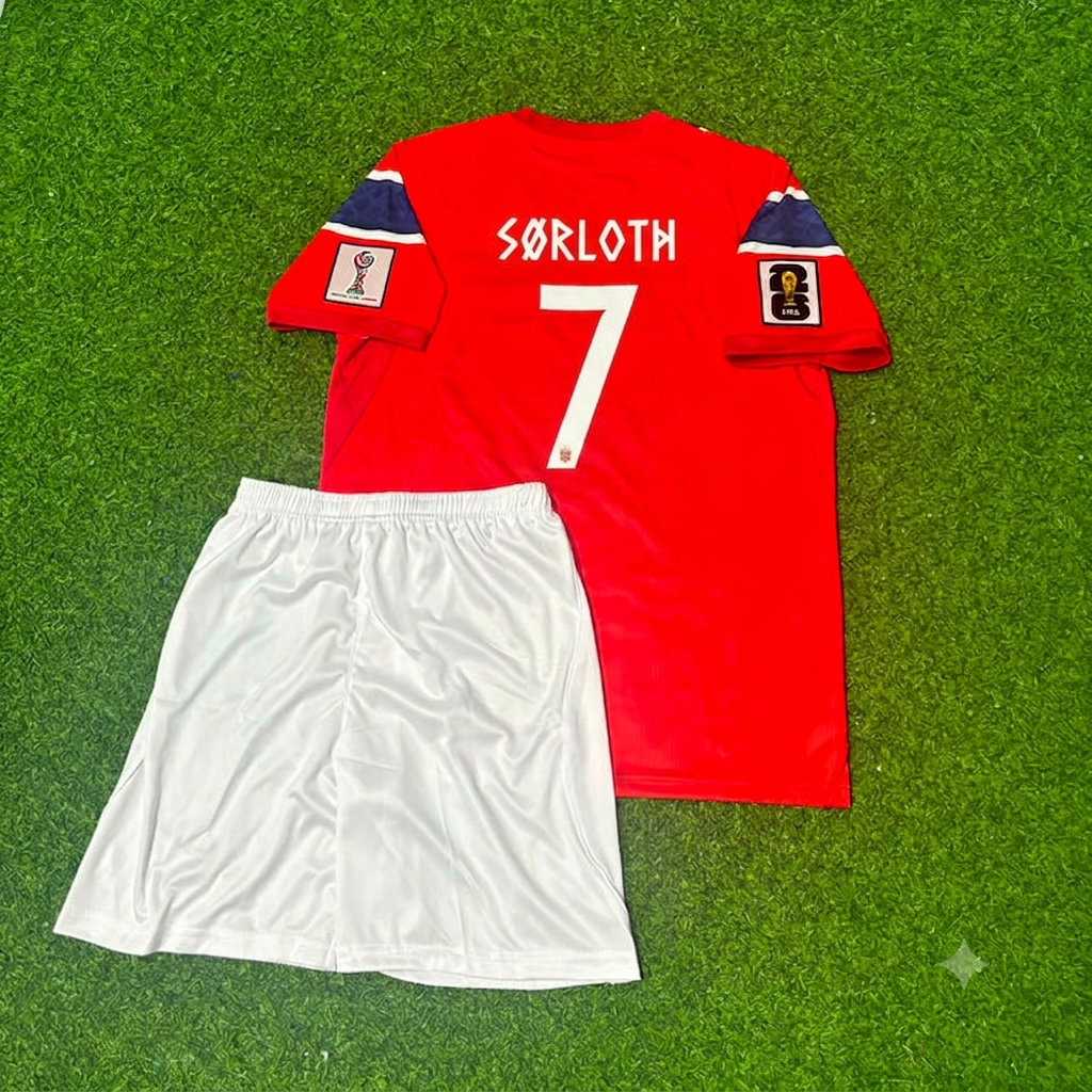 Alexander Sørloth Norway 2026 World Cup Kids Football Jersey – Back View