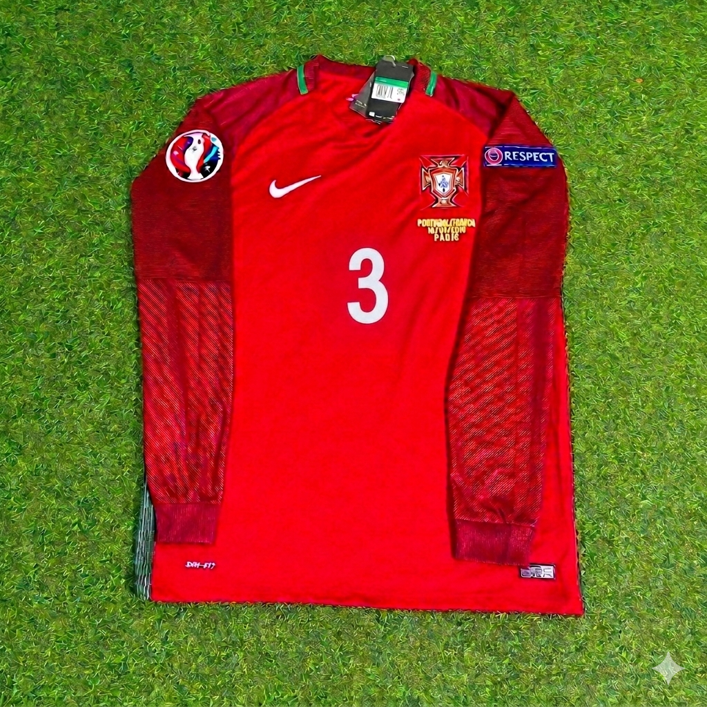 2016 Portugal EURO Pepe 3- Final Long Sleeve Retro Football Jersey – Front View