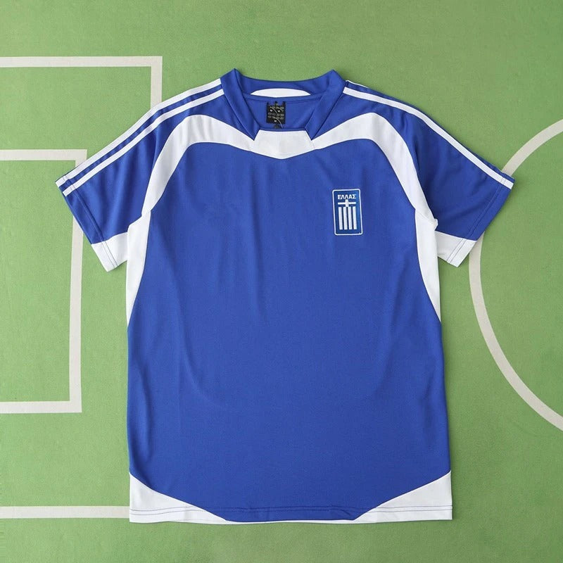 Greece EURO 2004 Final Blue Retro Home Kit Jersey – Back View