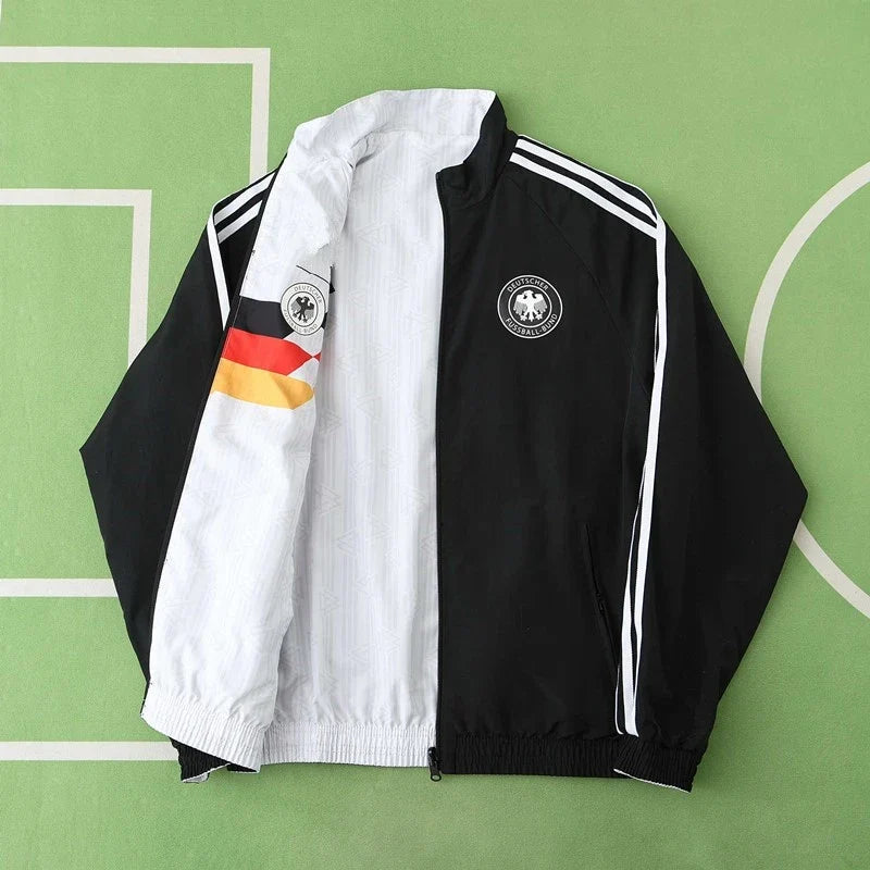 1990 Germany World Cup Deutschland Retro Double Sides Windbreaker - Reversible Jacket Black – Detailed View