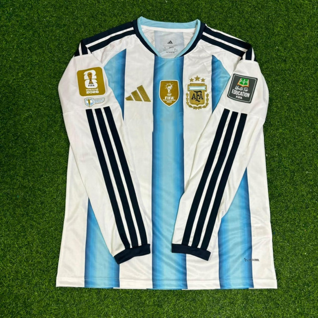 2026 Argentina World Cup Lautaro Martinez #22 Home Patch Long Sleeve Football Jersey – Front View