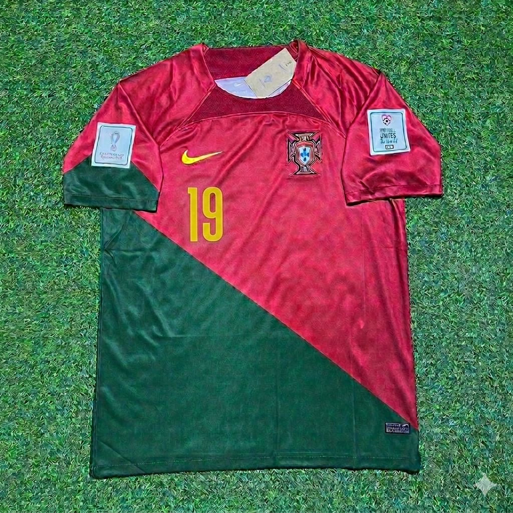 2022 Portugal World Cup Nuno Mendes #19 Home Retro Football Jersey – Front View