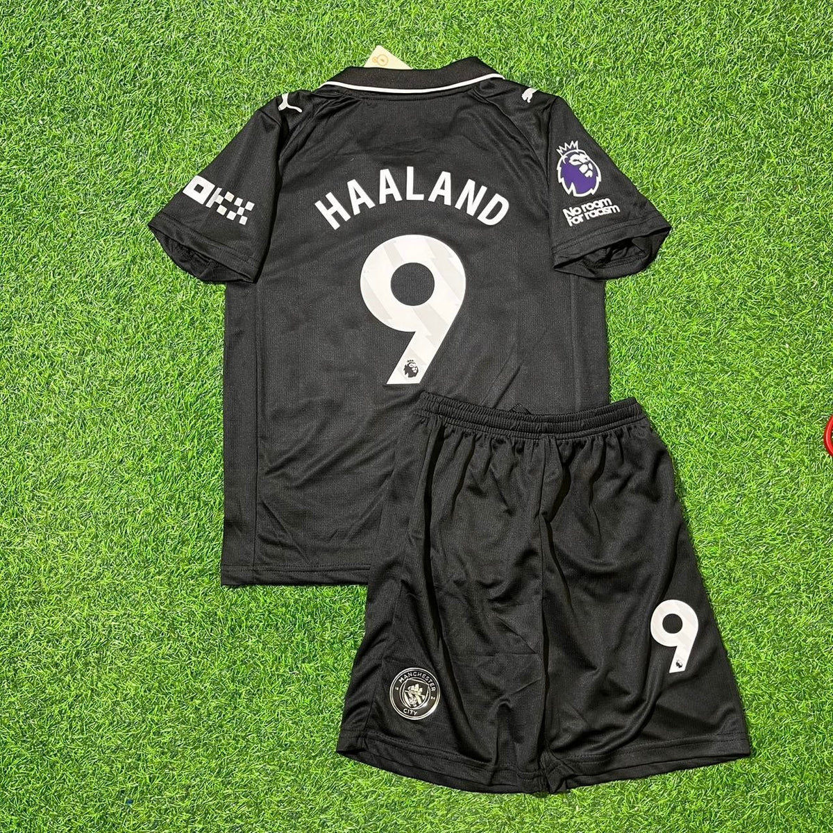 Manchester City Kids Black New Season 2026 Football Jersey – Erling Haaland – Back View