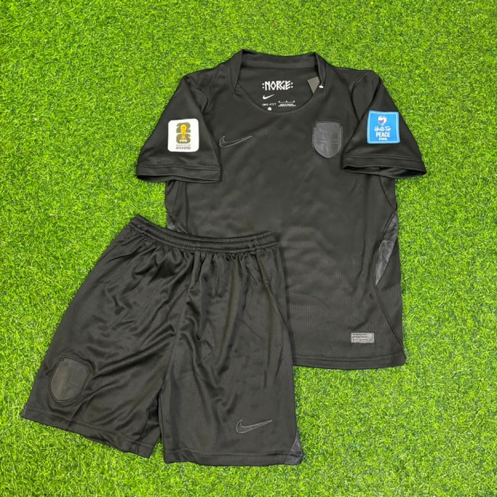 Andreas Schjelderup #21 Norway 2026 World Cup Away Black KIDS Football Jersey – Front View