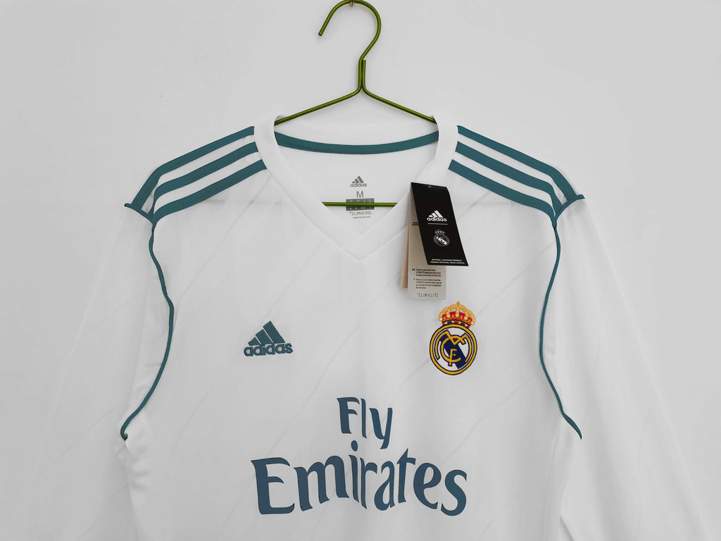 Real Madrid C.F. 2017-2018 Season Home Long Sleeve Retro Football Jersey Trikot Maillot V4