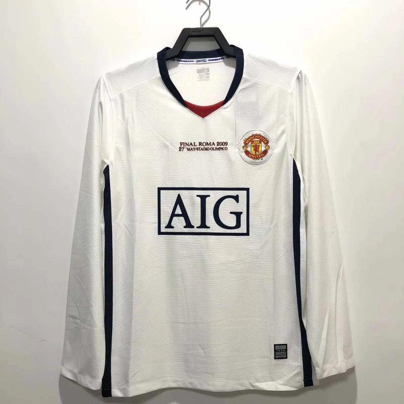 2007 Manchester United Retro 08 Retro black Long Sleeve Football Jersey Knitwear – Back View