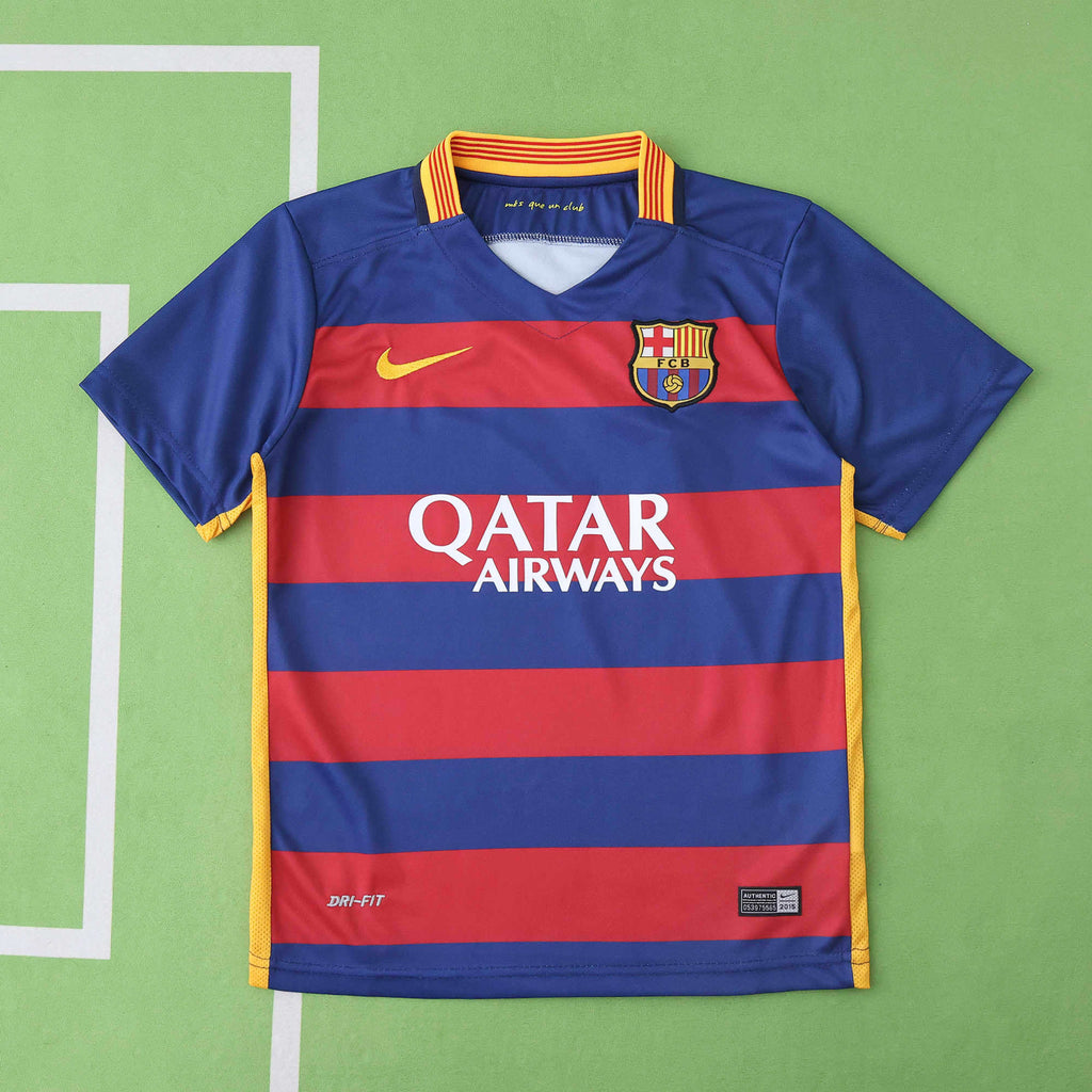 FC Barcelona 2015-2016 Season Home Kids Retro Football Jersey Trikot Maillot V3