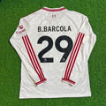 Bradley Barcola #29 Liverpool 2027 New Season Long Sleeve Away White Football Jersey – Back View