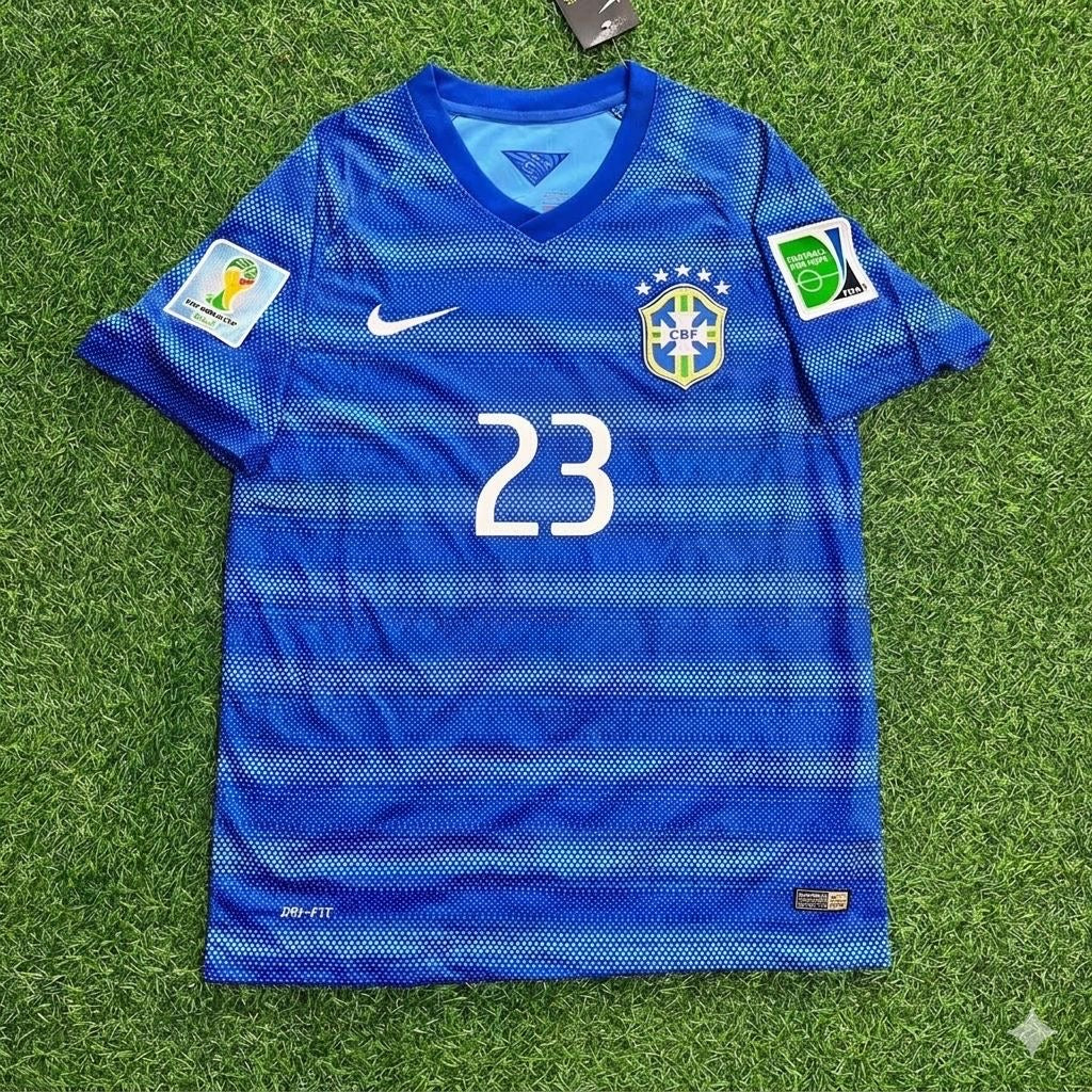 2014 Maicon 23- World Cup Retro Blue Football Jersey – Front View