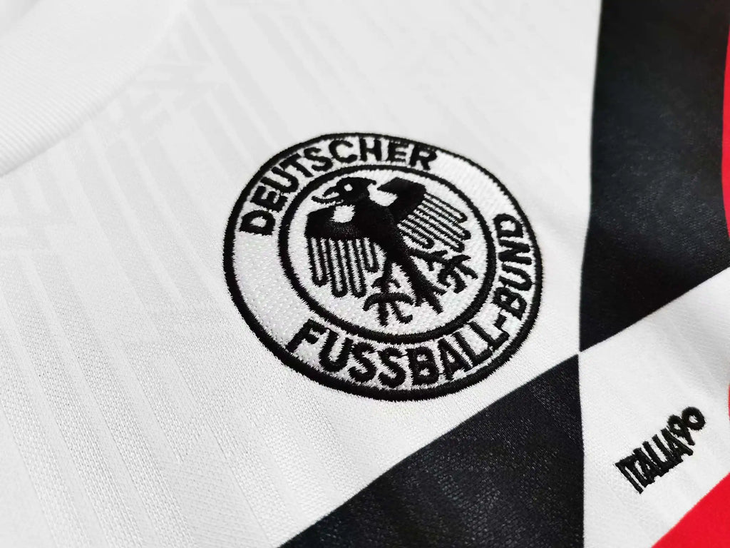 1990 Saison Deutschland aweiß Germany 90 Retro Football Jersey – Detailed View