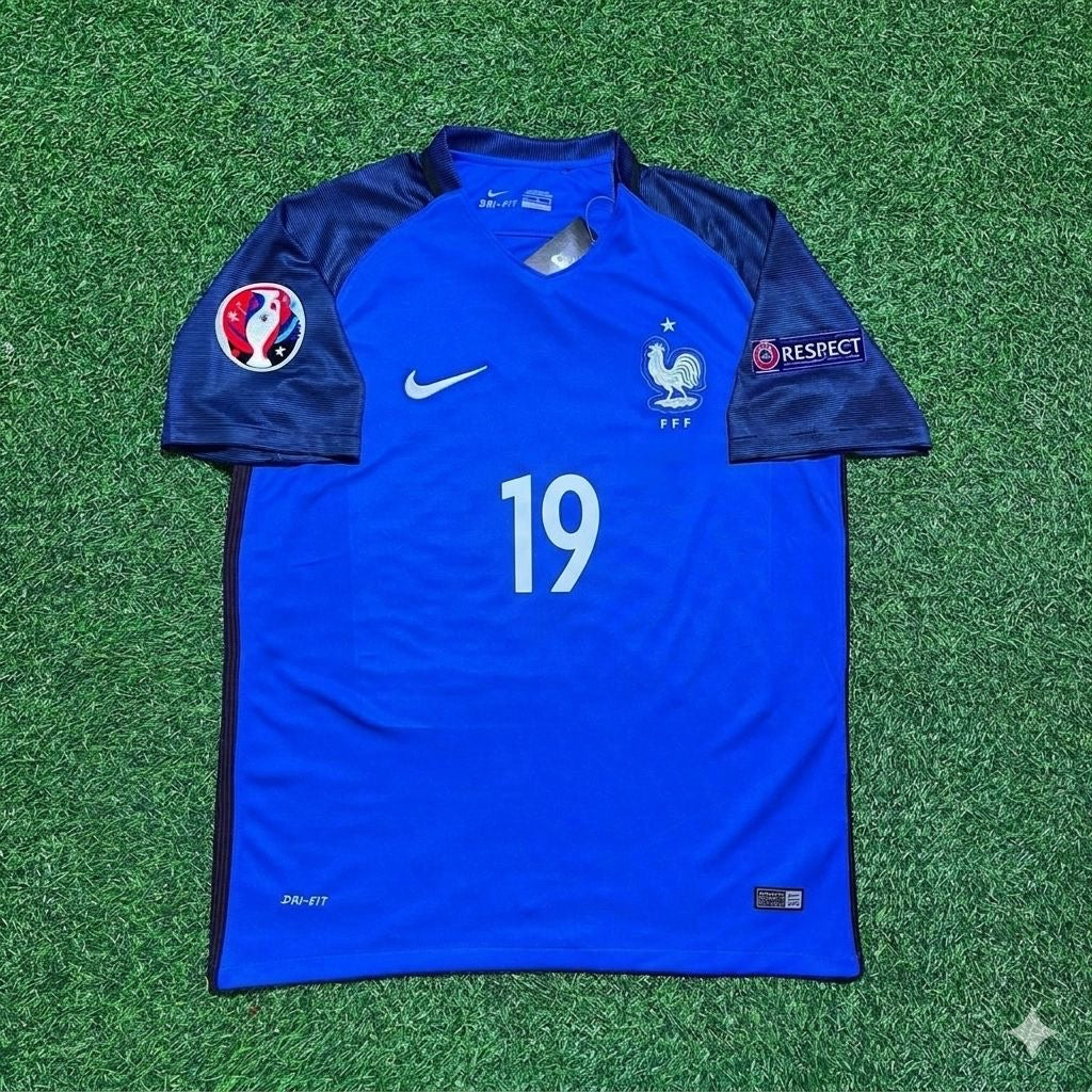 France Euro 2016 Home Retro Football Jersey – Bacary Sagna #19 – Front View