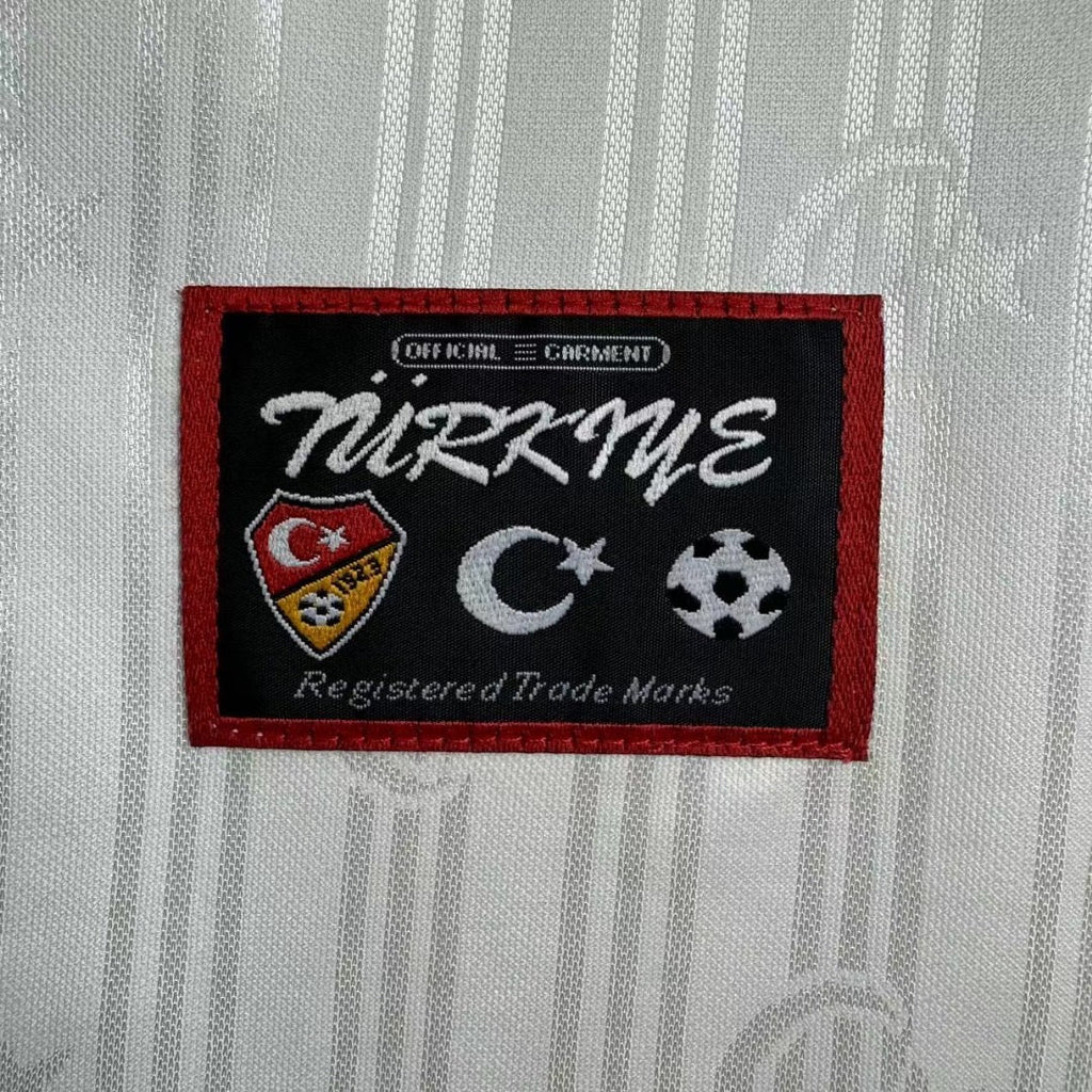 1996 Bülent Korkmaz Türkiye White Retro Football Jersey – Detailed View