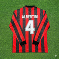 1993 Demetrio Albertini #4 AC Milan 1994 Home Long Sleeve Retro Football Jersey – Back View