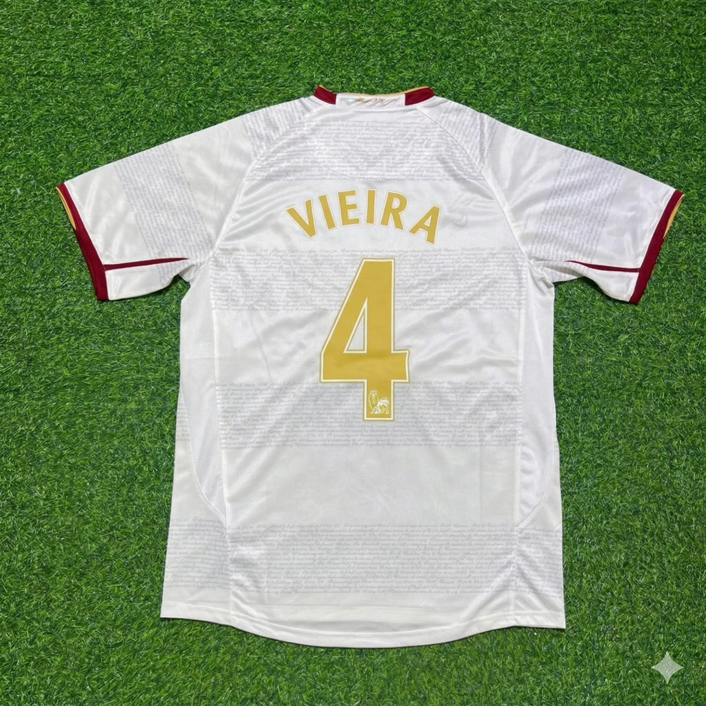 Arsenal 2004 2005 Away Retro White Jersey – Patrick Vieira #4 – Back View