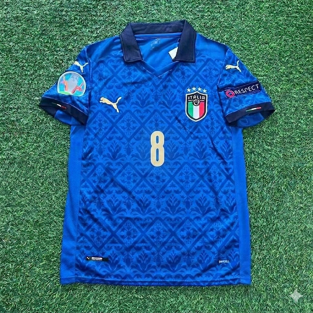 Italy EURO 2020 Final Retro Soccer Jersey – | | – Jorginho #8 – Front View