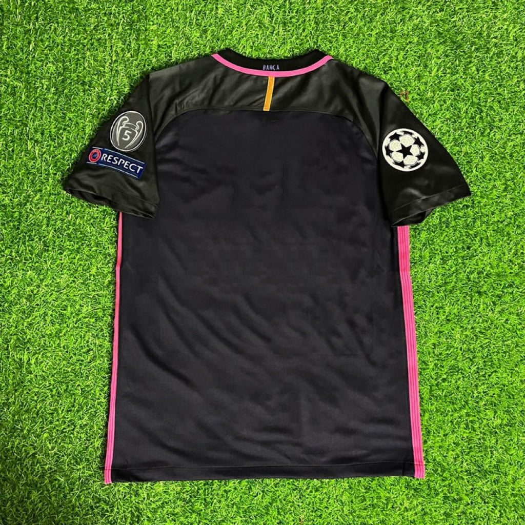 2014/15 Barcelona Retro Black Pink Football Jersey – Front View