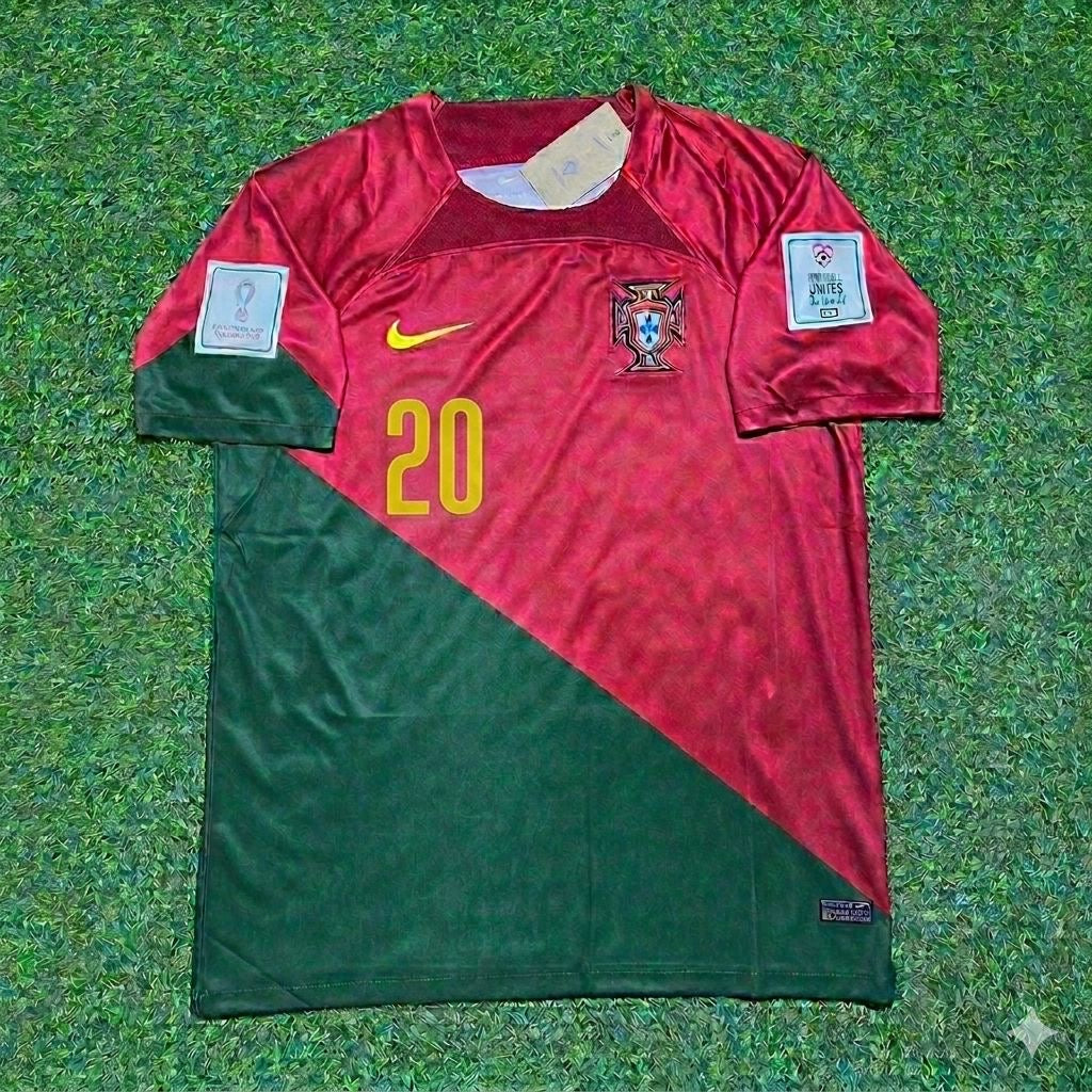 2022 Portugal World Cup João Cancelo #20 Home Retro Football Jersey – Front View