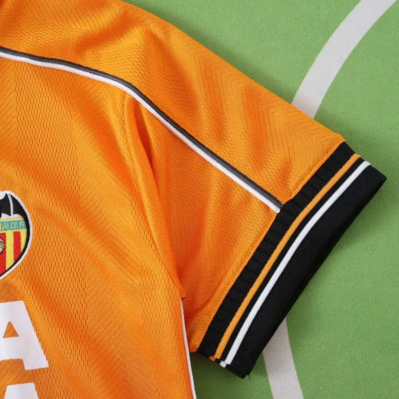 1999 Gaizka Mendieta Valencia 2000 Orange Retro Football Jersey – Detailed View