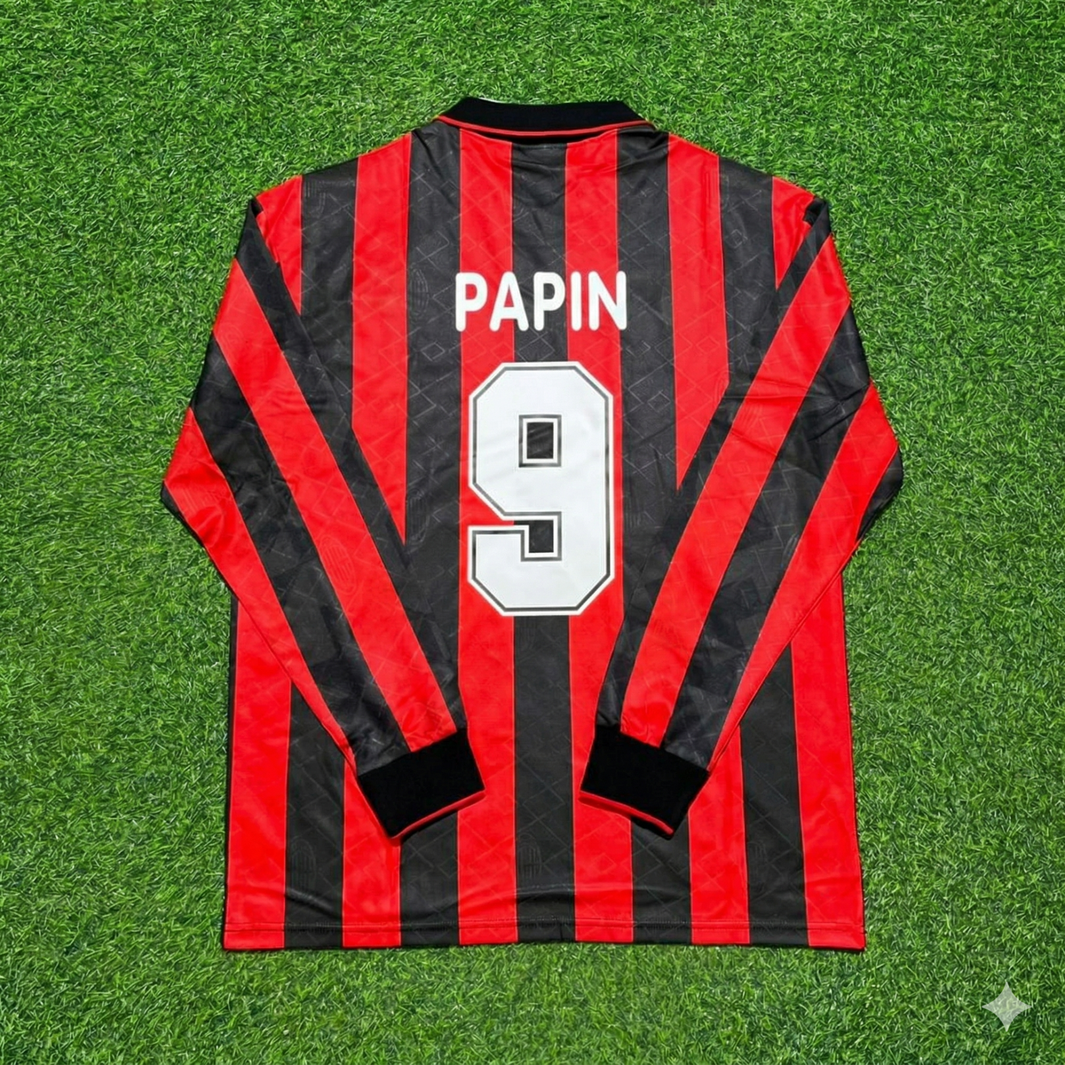 AC Milan 1993 1994 Home Long Sleeve Retro Jersey – Jean-Pierre Papin #9 – Back View