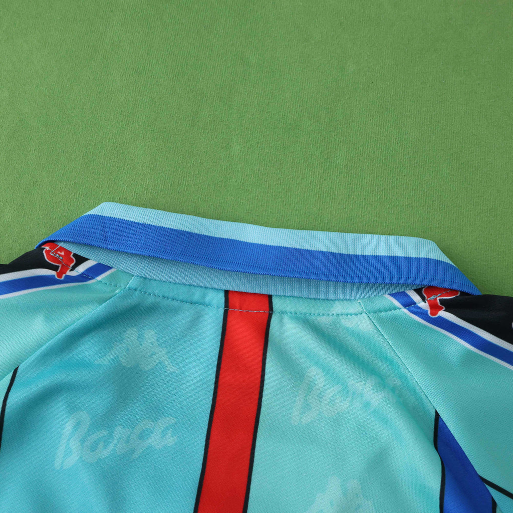 FC Barcelona 1996-1997 Season Away Blue Retro Kids Football Jersey Trikot Maillot V8