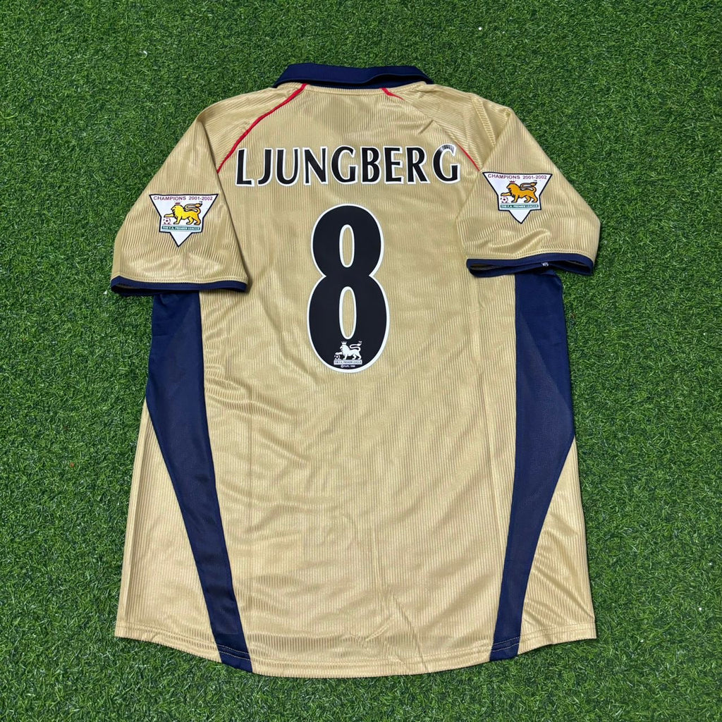 2001/02 Fredrik Ljungberg #8 Arsenal Away Golden Retro Football Jersey – Back View
