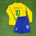 Neymar Jr Brazil Legendary Yellow Long Sleeve Retro Football Jersey – Back View