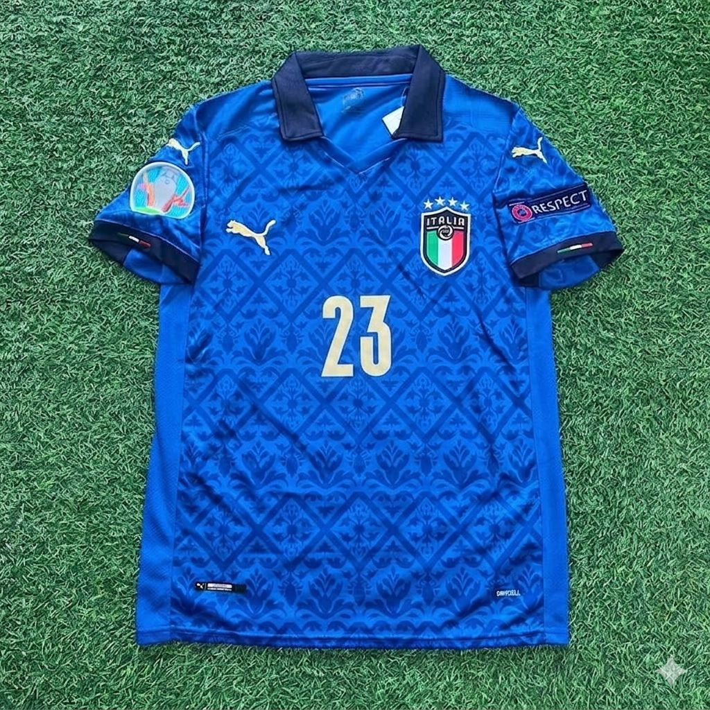 Italy EURO 2020 Final Retro Soccer Jersey – | | – Alessandro Bastoni #23 – Front View